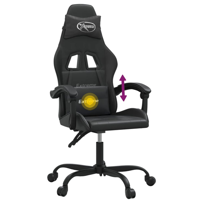 Scaun de gaming pivotant, negru, piele ecologică