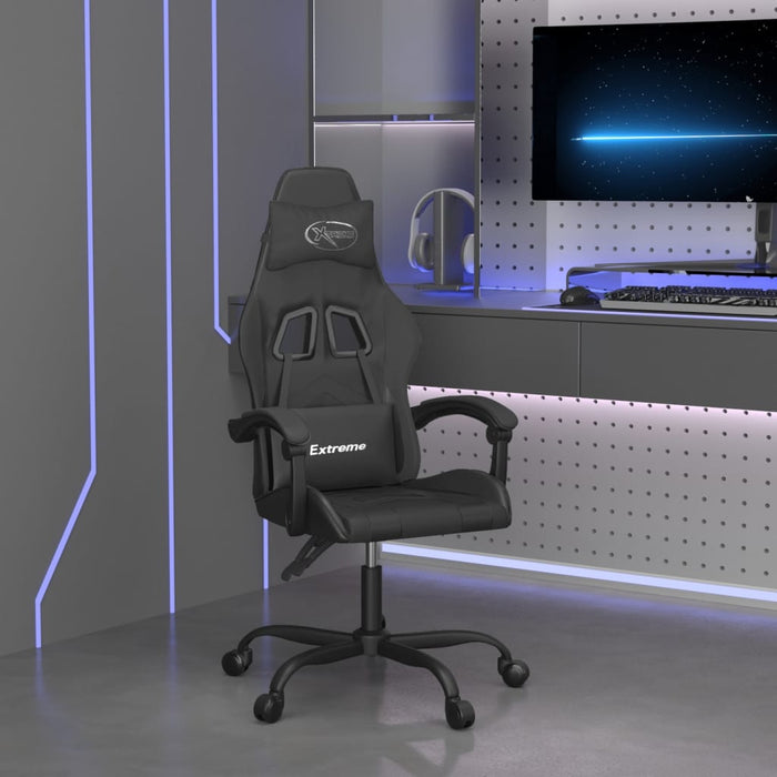 Scaun de gaming pivotant, negru, piele ecologică