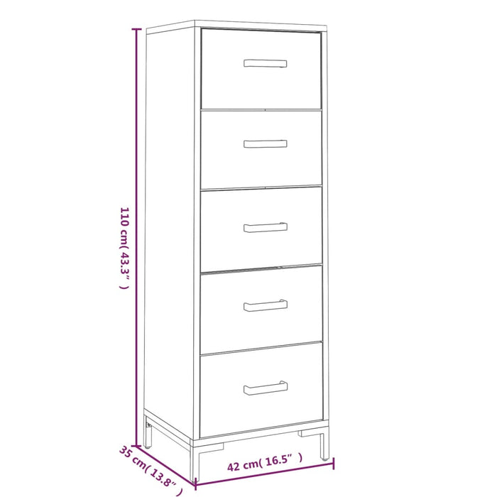 Dulap cu sertare, 42x35x110 cm, lemn masiv de pin reciclat