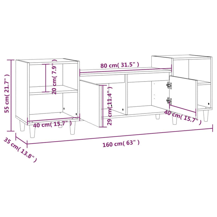 Comodă TV, alb, 160x35x55 cm, lemn prelucrat