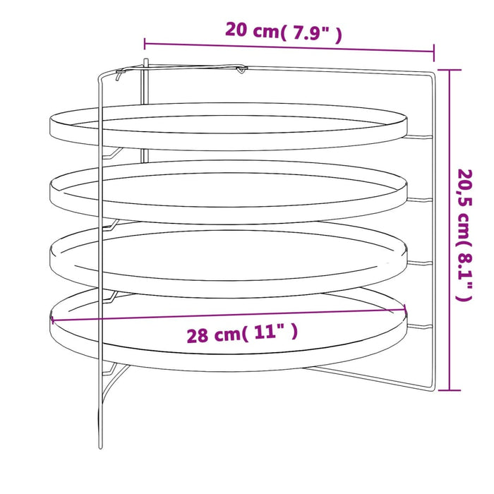 Tăvi pentru pizza, 4 buc., cu suport, Ø 28 cm, oțel