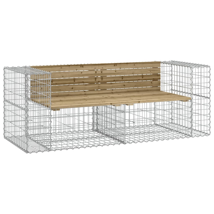 Bancă de grădină cu gabion, 184x71x65,5 cm, lemn pin impregnat