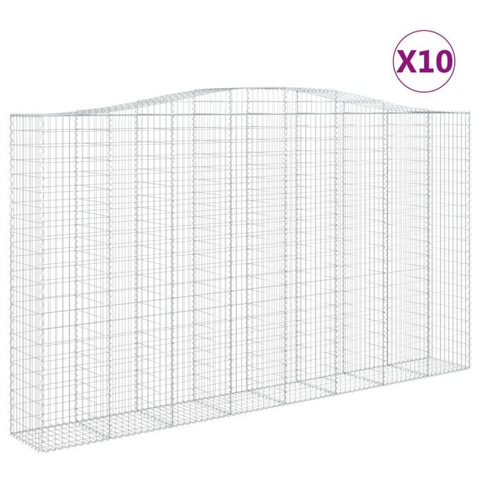 Coșuri gabion arcuite, 10 buc 400x50x220/240cm, fier galvanizat