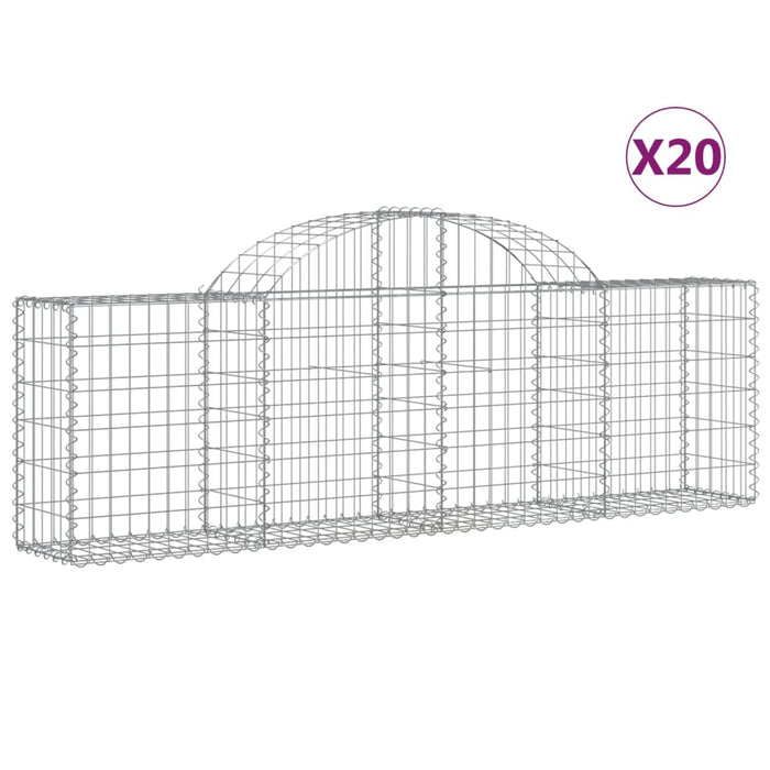 Coșuri gabion arcuite 20 buc, 200x30x60/80 cm, fier galvanizat