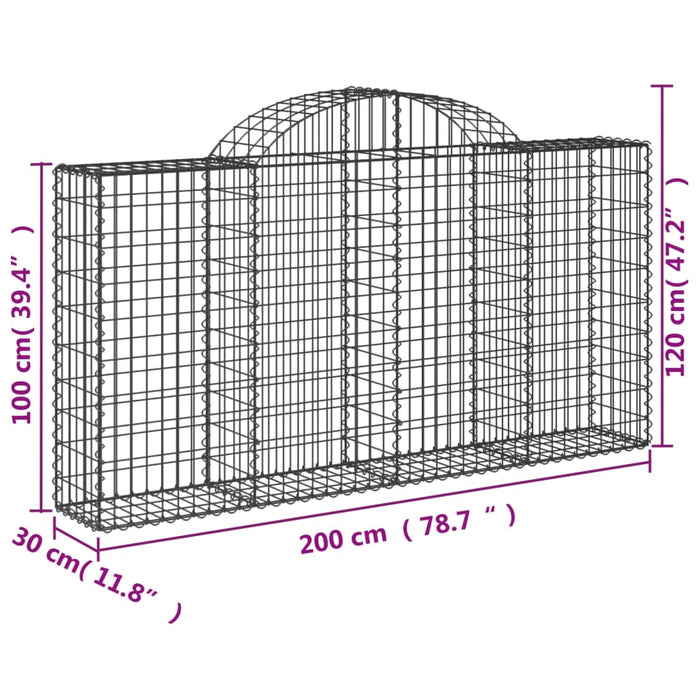 Coșuri gabion arcuite 50 buc, 200x30x100/120 cm fier galvanizat