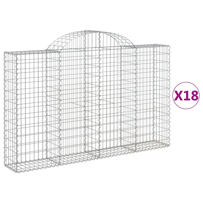 Coșuri gabion arcuite 18 buc, 200x30x120/140cm, fier galvanizat