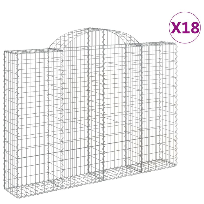 Coșuri gabion arcuite 18 buc, 200x30x140/160cm, fier galvanizat