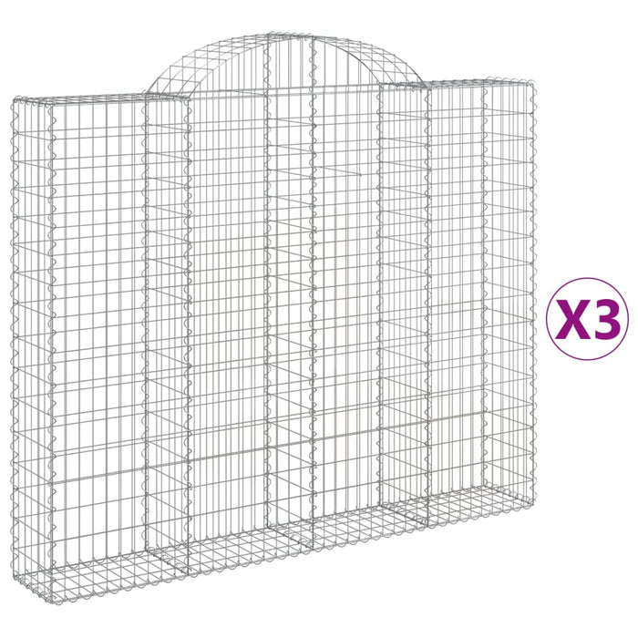 Coșuri gabion arcuite 3 buc, 200x30x160/180 cm, fier galvanizat