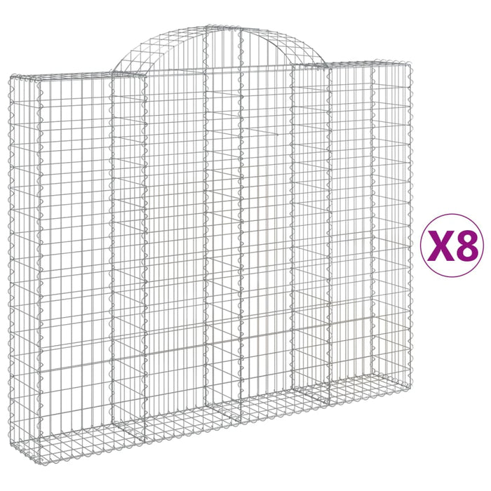 Coșuri gabion arcuite 8 buc, 200x30x160/180 cm, fier galvanizat