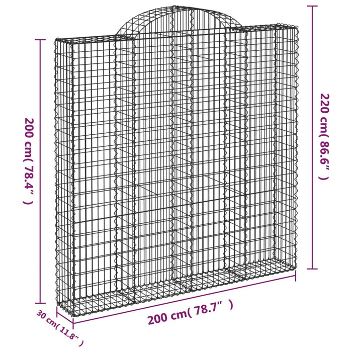 Coșuri gabion arcuite 2 buc. 200x30x200/220 cm fier galvanizat