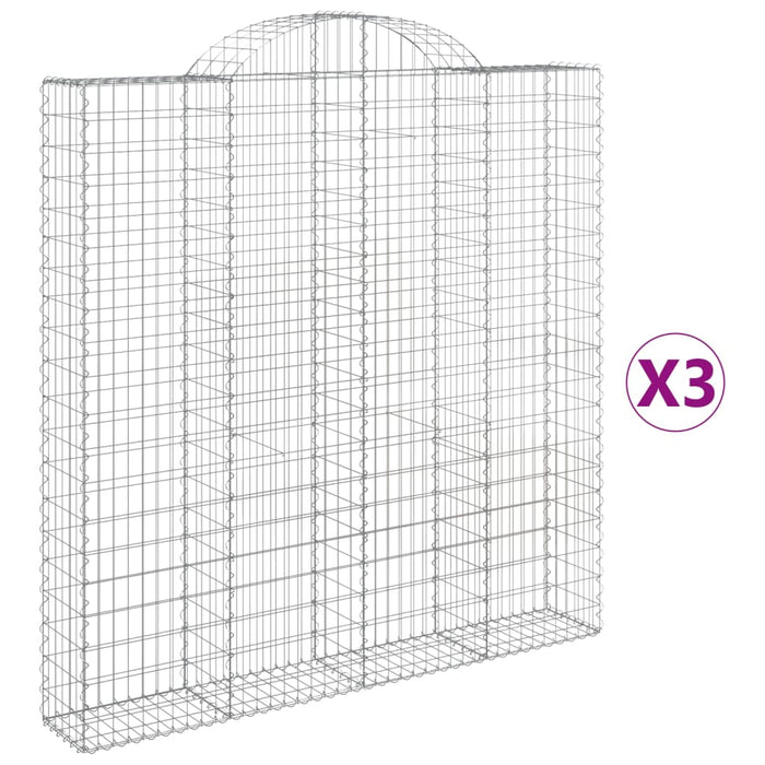 Coșuri gabion arcuite 3 buc. 200x30x200/220 cm fier galvanizat