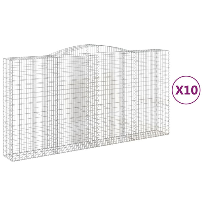 Coșuri gabion arcuite, 10 buc 400x50x200/220cm, fier galvanizat