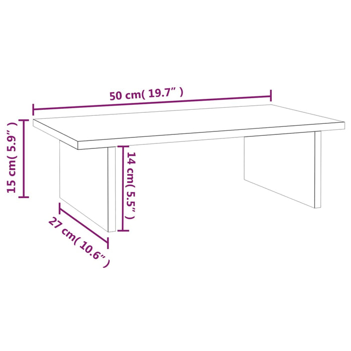 Suport pentru monitor, gri, 50x27x15 cm, lemn masiv pin