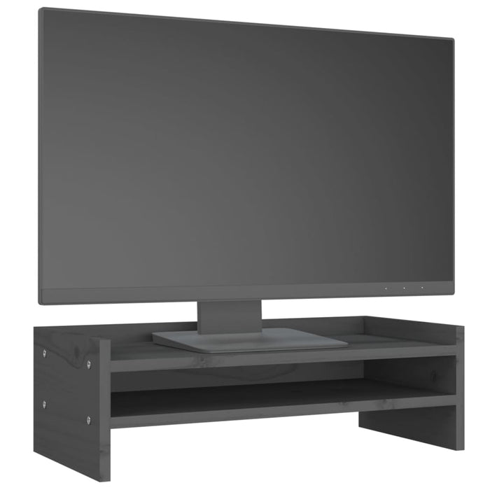 Suport pentru monitor, gri, 50x24x16 cm, lemn masiv pin