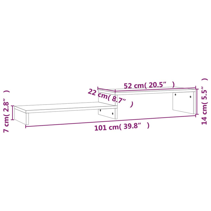 Suport monitor, maro miere, (52-101)x22x14 cm, lemn masiv pin