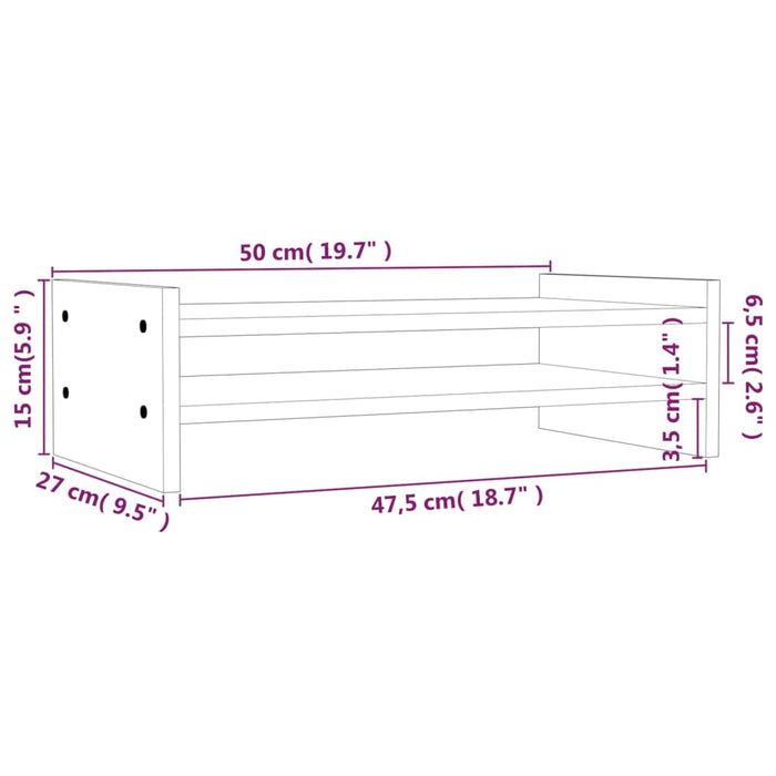 Suport pentru monitor, gri, 50x27x15 cm, lemn masiv pin