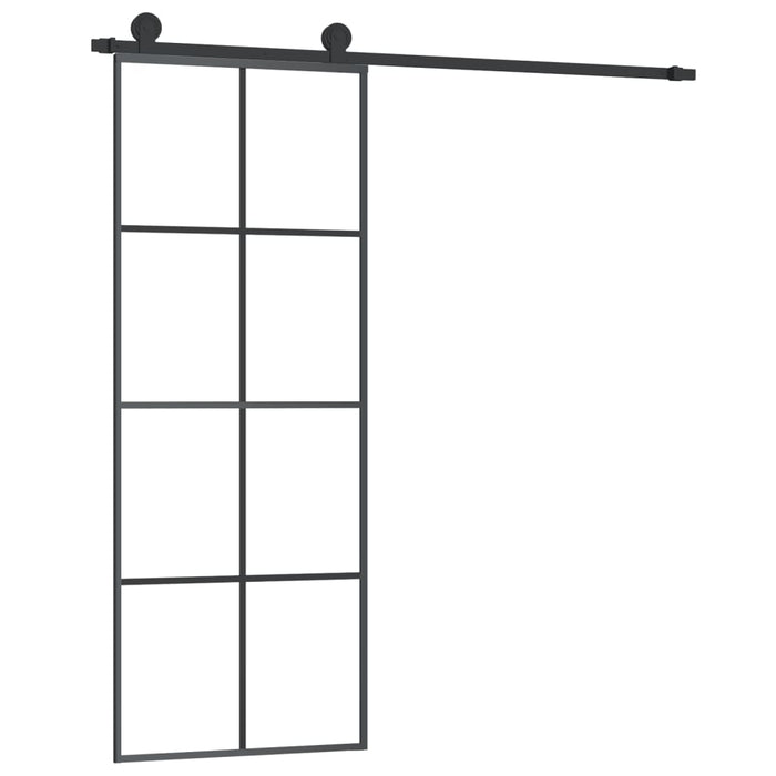 Ușă glisantă cu set feronerie, 76x205 cm, sticlă ESG/aluminiu