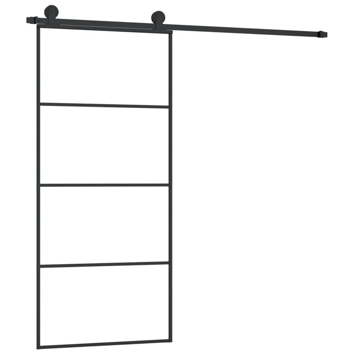 Ușă glisantă cu set feronerie, 90x205 cm, sticlă ESG/aluminiu