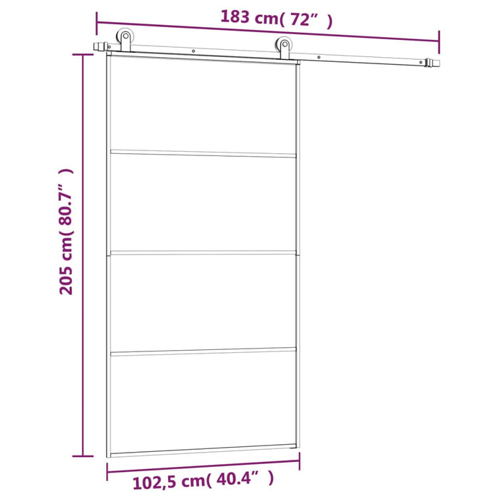 Ușă glisantă cu set feronerie 102,5x205 cm sticlă ESG/aluminiu