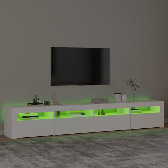 Comodă TV cu lumini LED, alb, 240x35x40 cm