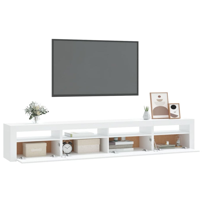 Comodă TV cu lumini LED, alb, 240x35x40 cm