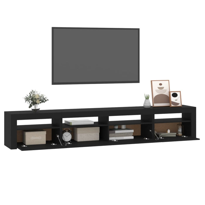 Comodă TV cu lumini LED, negru, 240x35x40cm