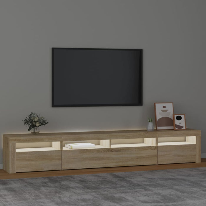 Comodă TV cu lumini LED, stejar sonoma, 240x35x40cm