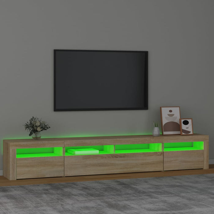 Comodă TV cu lumini LED, stejar sonoma, 240x35x40cm