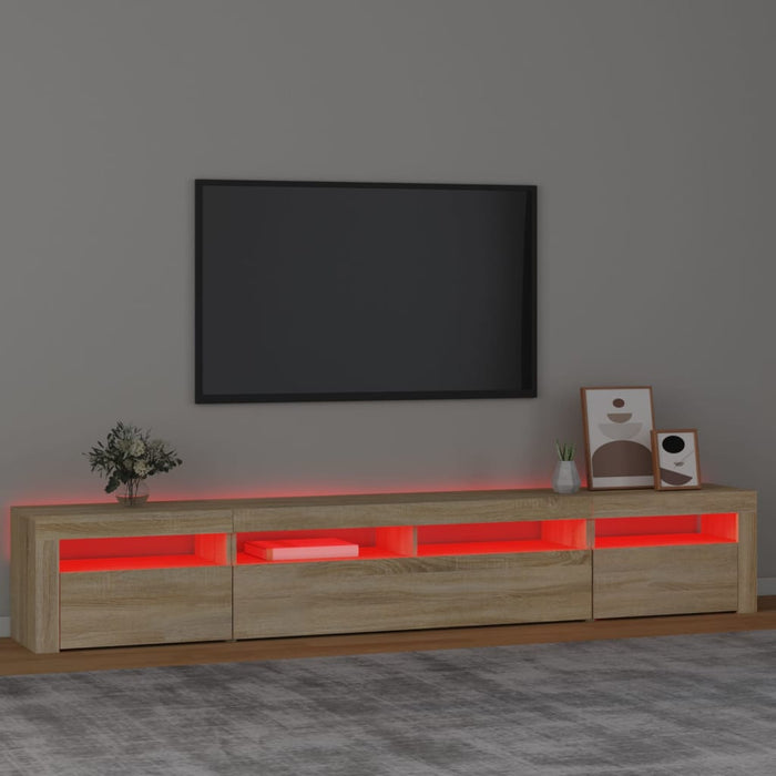 Comodă TV cu lumini LED, stejar sonoma, 240x35x40cm