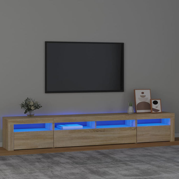 Comodă TV cu lumini LED, stejar sonoma, 240x35x40cm