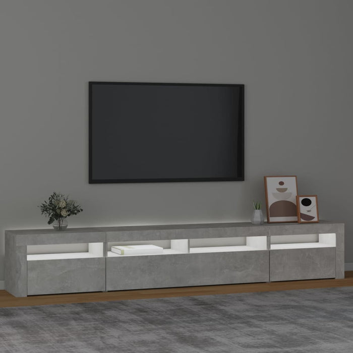 Comodă TV cu lumini LED, gri beton, 240x35x40 cm