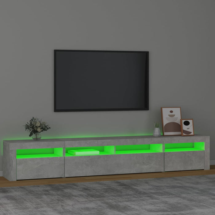 Comodă TV cu lumini LED, gri beton, 240x35x40 cm