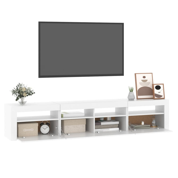 Dulap TV cu lumini LED, alb, 210x35x40 cm