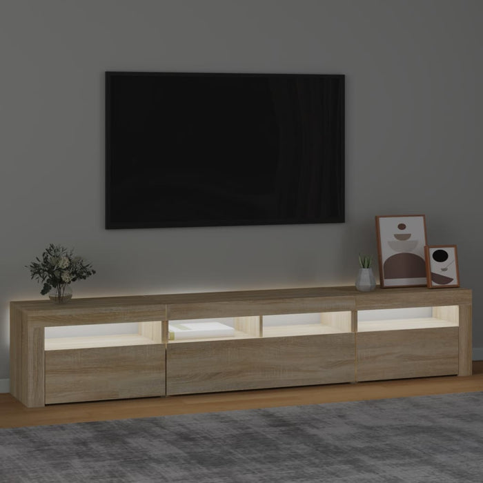 Comodă TV cu lumini LED, stejar sonoma, 210x35x40 cm