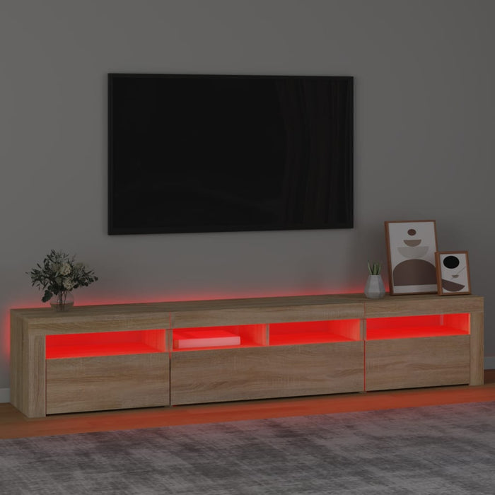 Comodă TV cu lumini LED, stejar sonoma, 210x35x40 cm