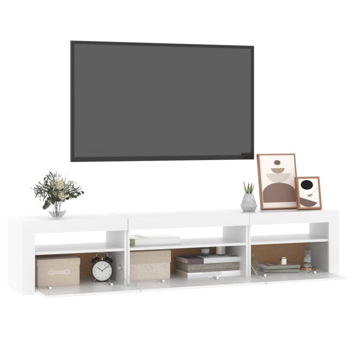 Comodă TV cu lumini LED, alb, 195x35x40 cm