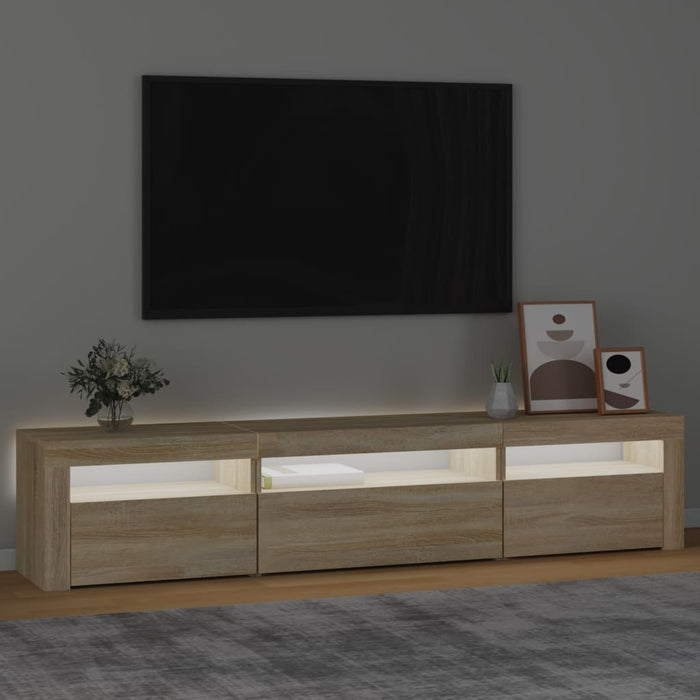 Comodă TV cu lumini LED, stejar sonoma, 195x35x40 cm