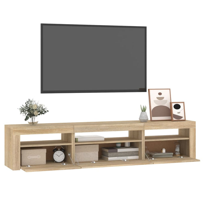 Comodă TV cu lumini LED, stejar sonoma, 195x35x40 cm