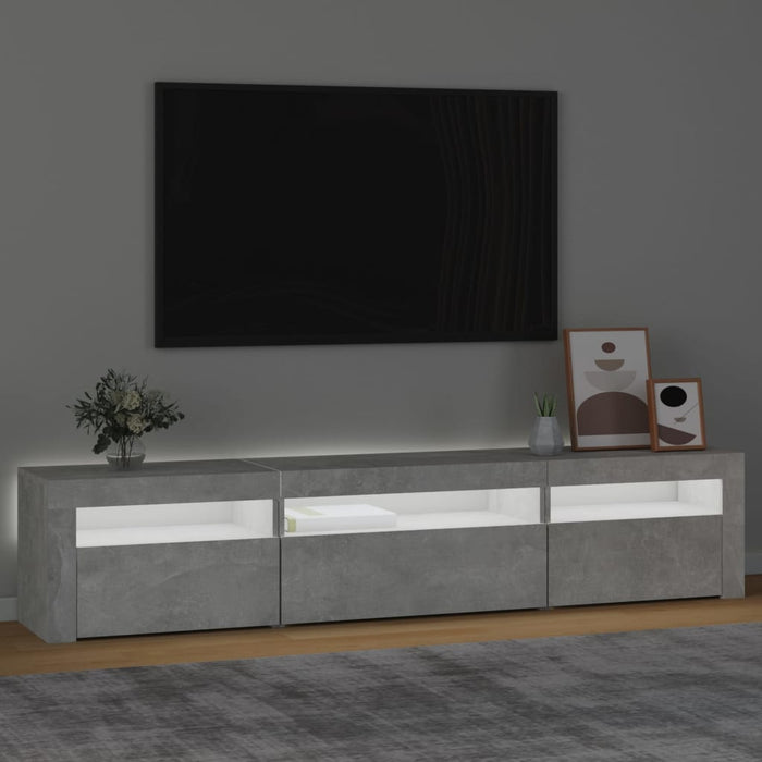 Comodă TV cu lumini LED, gri beton, 195x35x40 cm