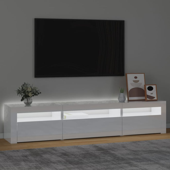 Comodă TV cu lumini LED, alb extralucios, 195x35x40 cm