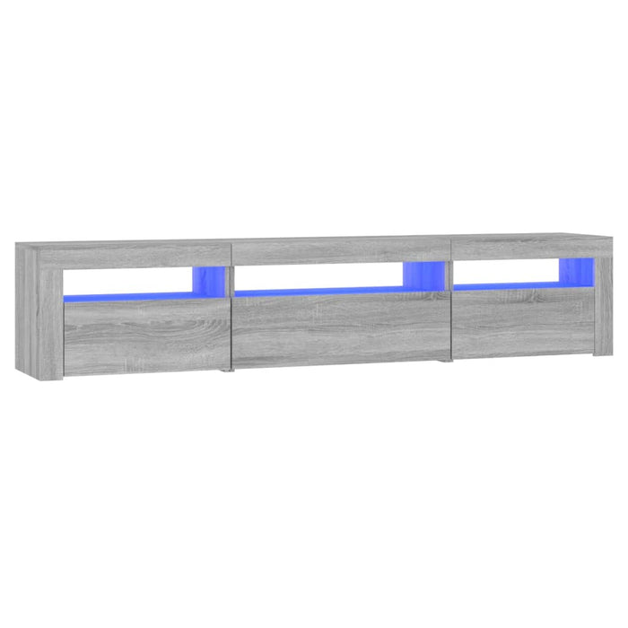 Comodă TV cu lumini LED, gri sonoma, 195x35x40 cm