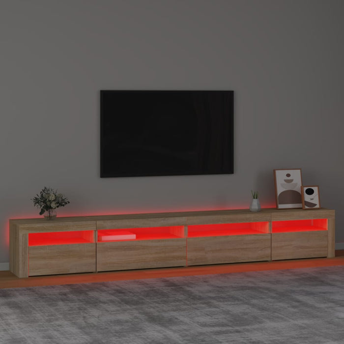 Comodă TV cu lumini LED, stejar sonoma, 270x35x40 cm