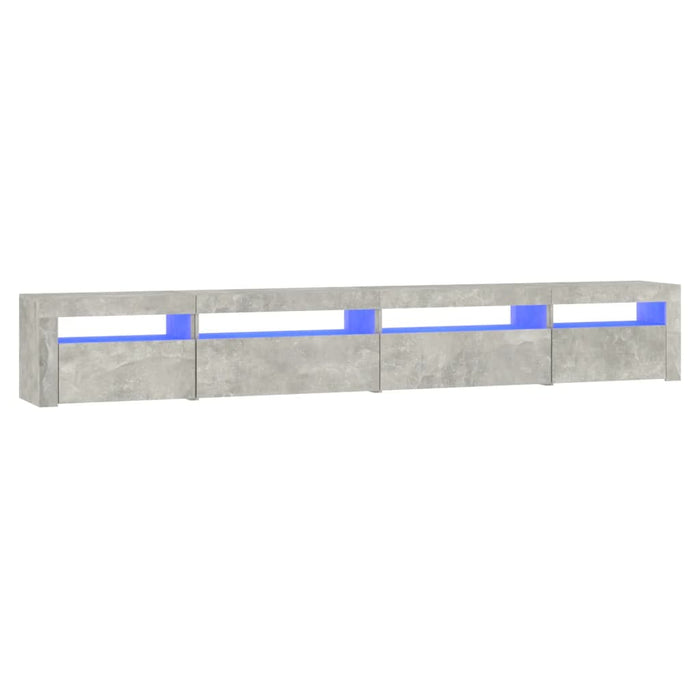 Comodă TV cu lumini LED, gri beton, 270x35x40 cm