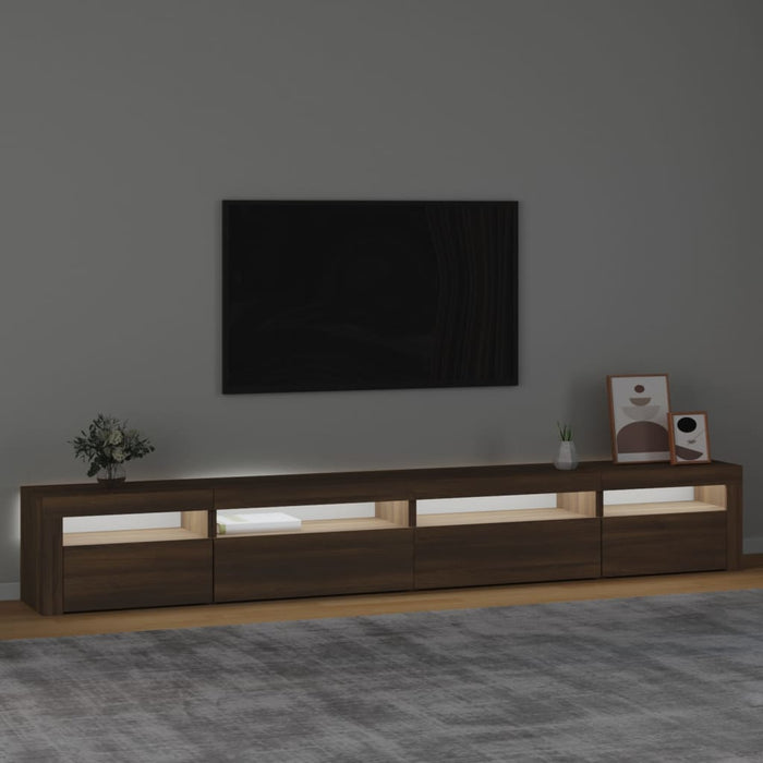 Comodă TV cu lumini LED, stejar maro, 270x35x40 cm