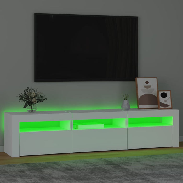 Comodă TV cu lumini LED, alb, 180x35x40 cm