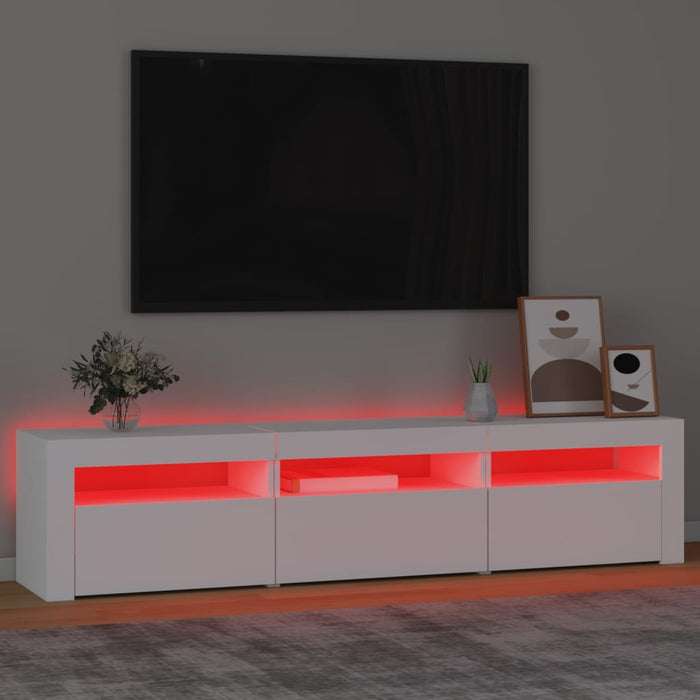 Comodă TV cu lumini LED, alb, 180x35x40 cm