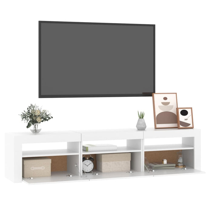 Comodă TV cu lumini LED, alb, 180x35x40 cm