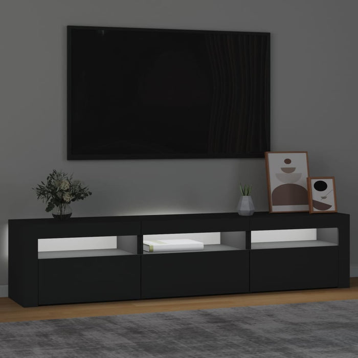 Comodă TV cu lumini LED, negru, 180x35x40 cm