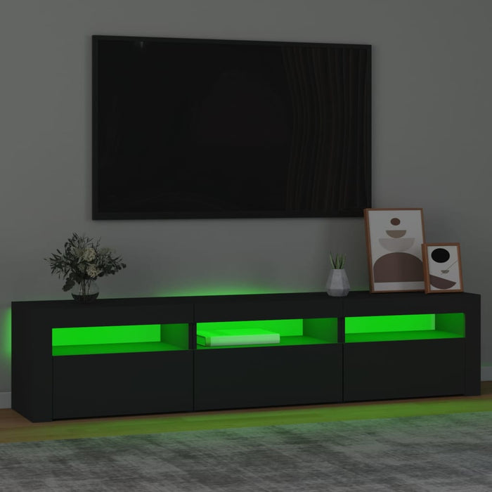 Comodă TV cu lumini LED, negru, 180x35x40 cm