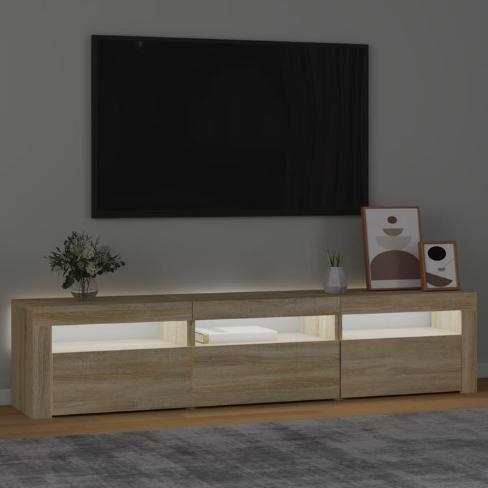 Comodă TV cu lumini LED, stejar sonoma, 180x35x40 cm